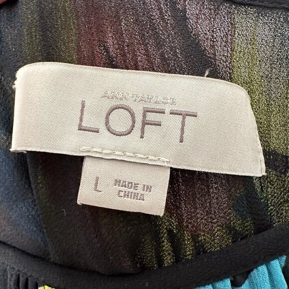 Loft Accordion Pleat Sleeveless Dress Floral Tropical Size L No Belt - Picture 7 of 12